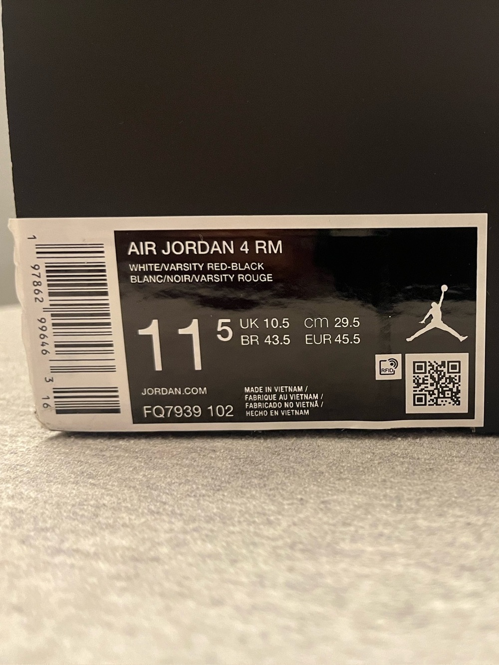 Nike Air Jordan 4 RM White Varsity Fire Red Black Mens Shoe Size 11.5 FQ7939-102 - Picture 11 of 12
